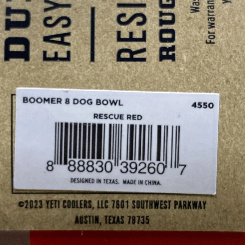 YETI Dog Bowl Boomer 8 Cup RESCUE RED NEW!